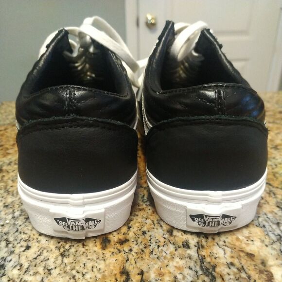 Rare Ribbed Vans Mens Black 500714 Lace Up Low Top Leather Shoes M 7 W 8.5 - Picture 12 of 12